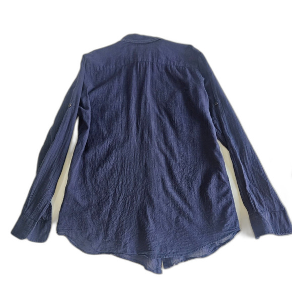 Ralph Lauren Rugby Sz W12 Button up Long Line Over shirt Epaulettes Navy - Picture 4 of 10